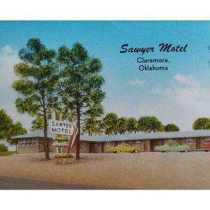 Vintage 1960s Sawyer Motel Postcard Claremore Oklahoma Travel